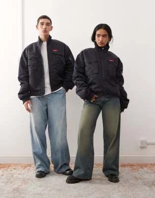 COLLUSION Unisex - Bomber à col montant - Bleu marine