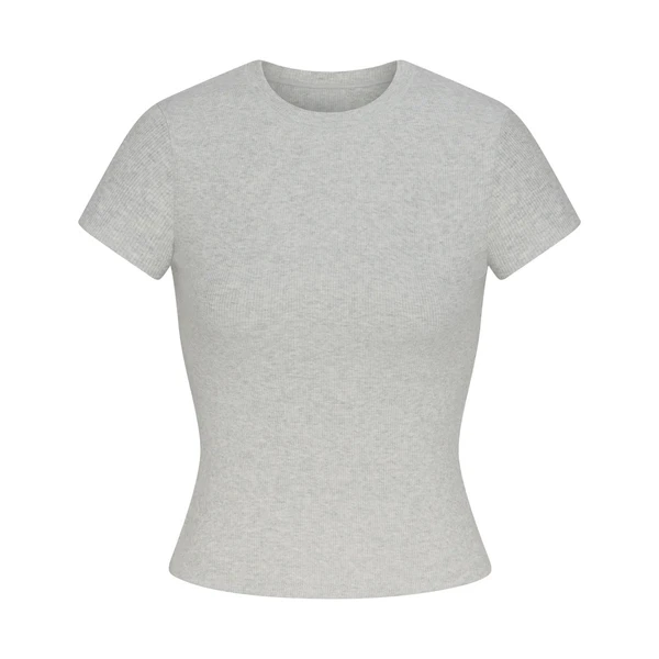 COTTON RIB T-SHIRT | LIGHT HEATHER GREY