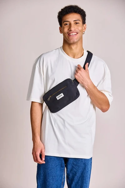 Sac Banane Rectangulaire Harry Noir Coton Bio | Hindbag