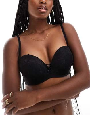 Cotton On - Everyday - Soutien-gorge push-up sans bretelles en dentelle - Noir